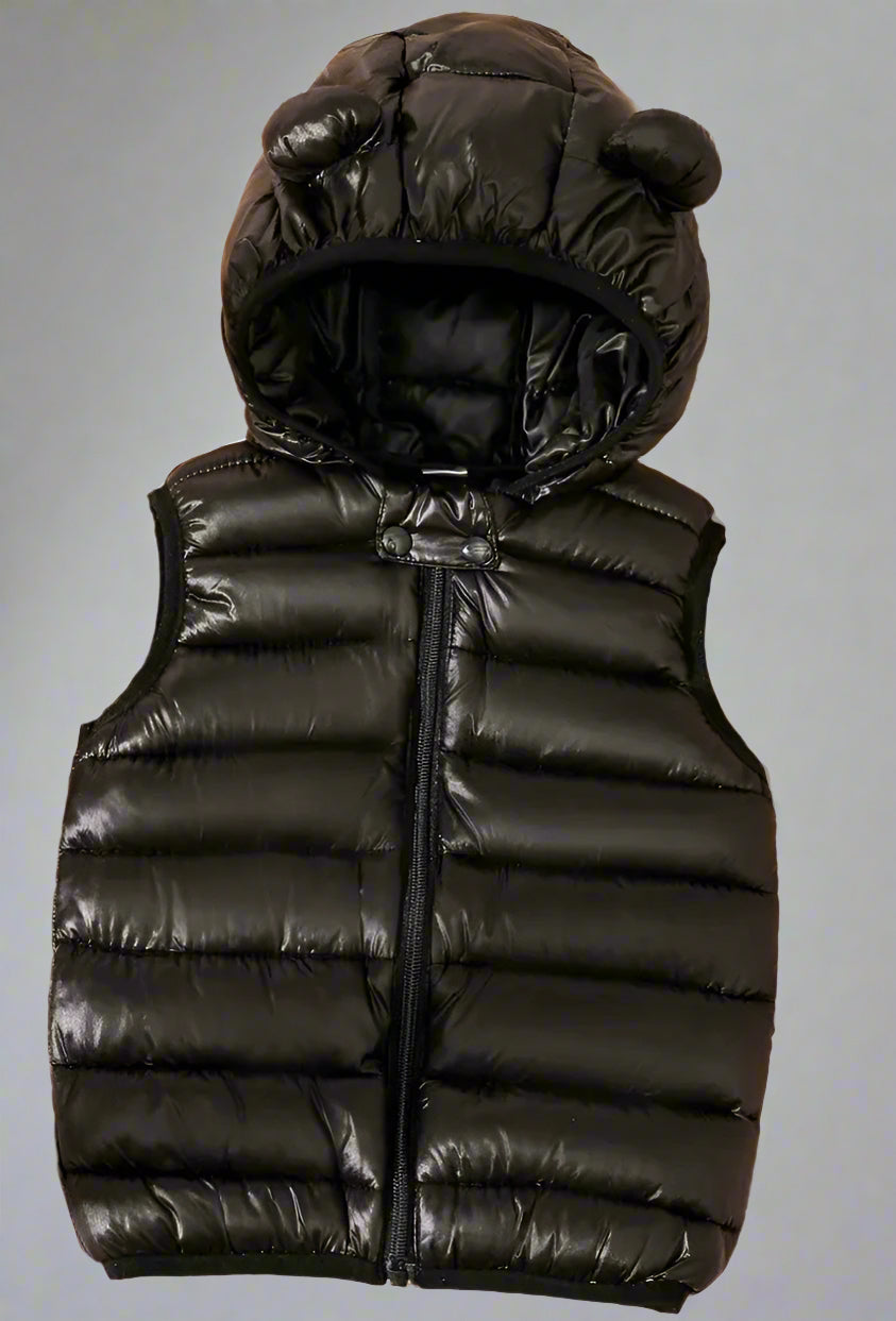 Black Short sleeve Puff vest