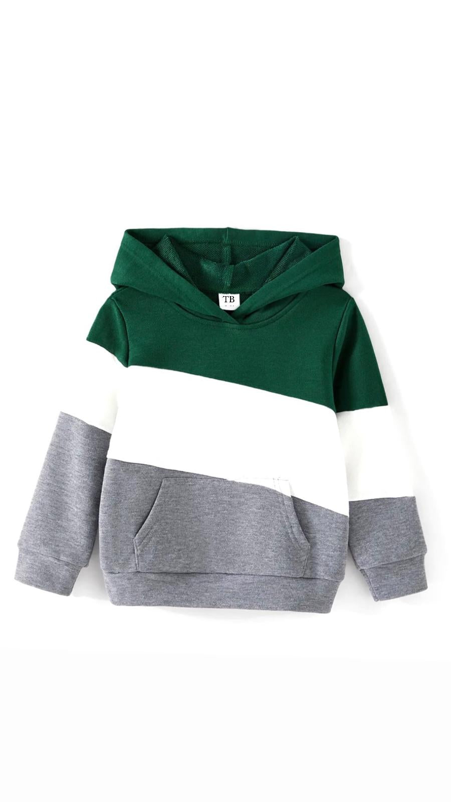 Green gray and white hoodie
