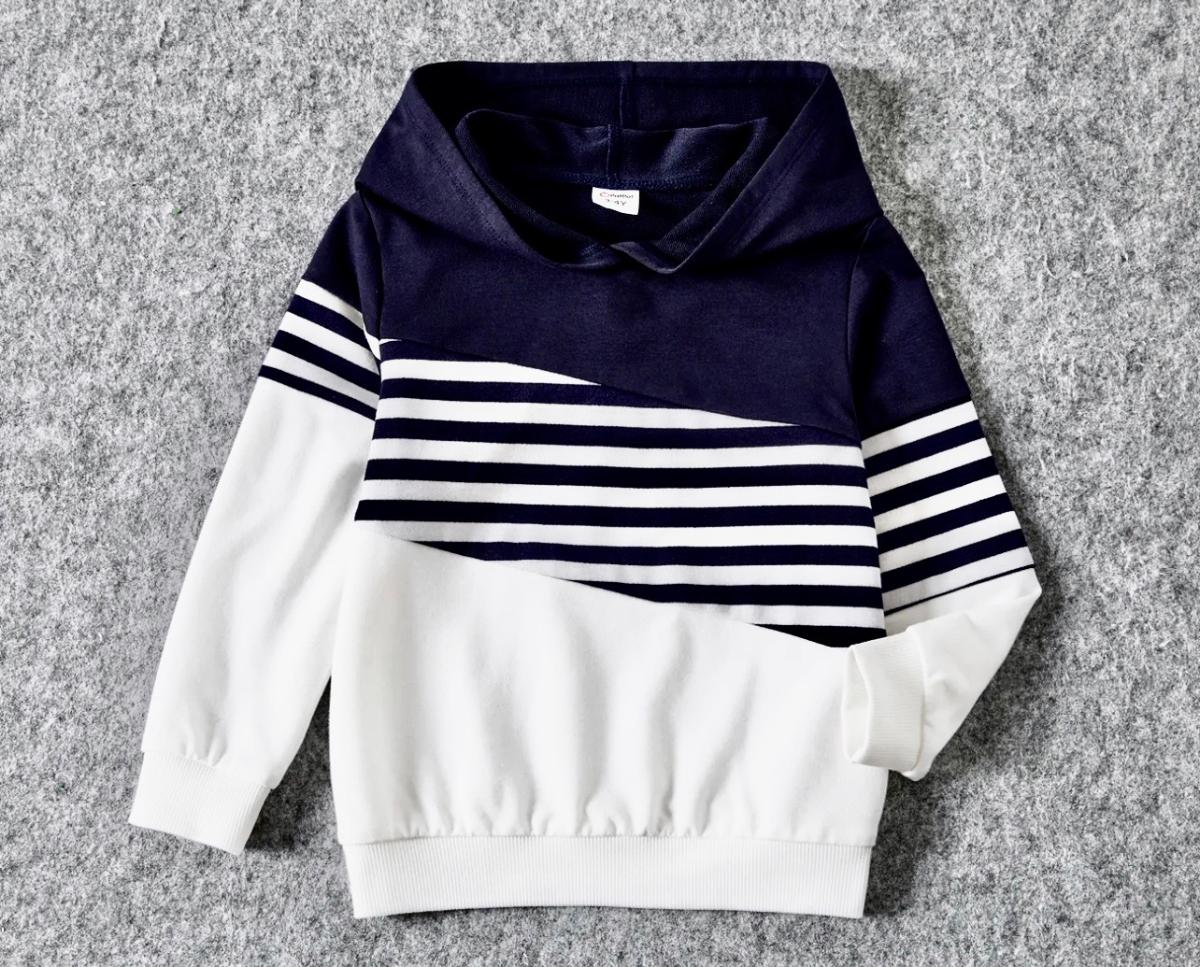Navy blue and white hoodie