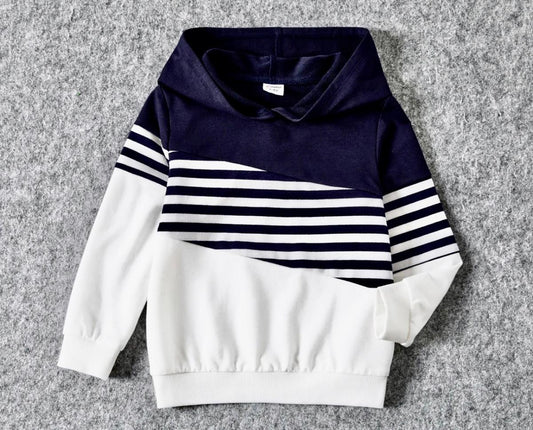 Navy blue and white hoodie