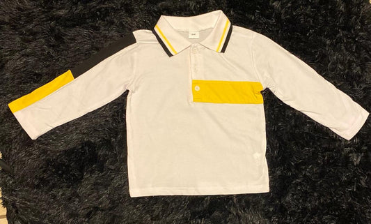 White black yellow long sleeve shirt