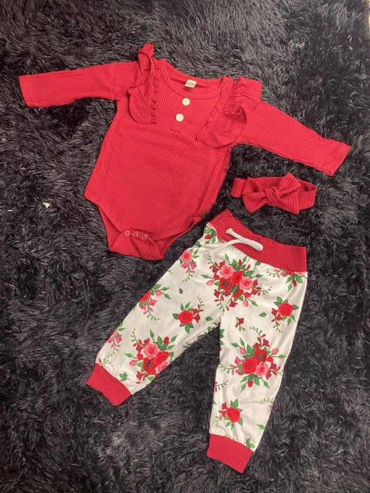 Burgundy Flower Two Piece